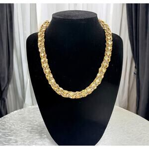 Vendome Choker AB Crystal Gold Tone Rhombus Rondelle Rhinestone Necklace